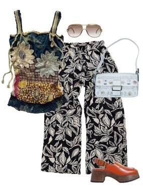 Free With Purchase Haver & Blair Wide Leg Pants Size Small Black White